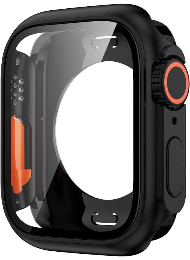 Compatible with Apple Watch Series 10 (2024) 46mm Hard Case with Tempered Glass Screen Protector, [Looks Like iWatch Ultra] Unique Design Hard PC Waterproof Case Cover, Bumper Full Coverage Accessories for iWatch 10 46mm, Black