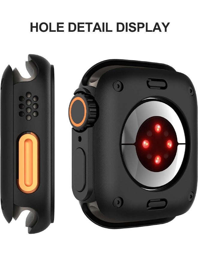 Compatible with Apple Watch Series 10 (2024) 46mm Hard Case with Tempered Glass Screen Protector, [Looks Like iWatch Ultra] Unique Design Hard PC Waterproof Case Cover, Bumper Full Coverage Accessories for iWatch 10 46mm, Black