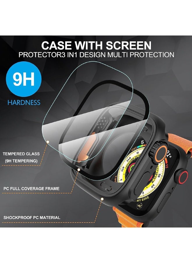 Compatible with Apple Watch Series 10 (2024) 46mm Hard Case with Tempered Glass Screen Protector, [Looks Like iWatch Ultra] Unique Design Hard PC Waterproof Case Cover, Bumper Full Coverage Accessories for iWatch 10 46mm, Black