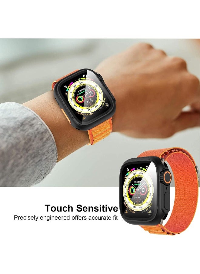 Compatible with Apple Watch Series 10 (2024) 46mm Hard Case with Tempered Glass Screen Protector, [Looks Like iWatch Ultra] Unique Design Hard PC Waterproof Case Cover, Bumper Full Coverage Accessories for iWatch 10 46mm, Black