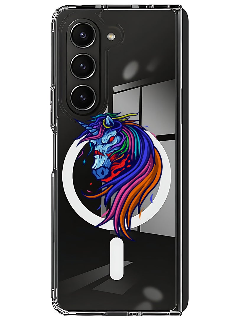 Theodor Magnetic Case for Samsung Galaxy Z Fold 5 Compatible with MagSafe Wireless Charging, Shockproof Phone Bumper Cover horse - Image 1