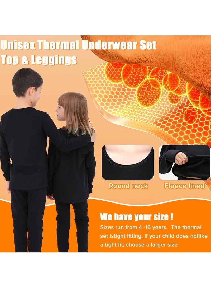 Yakiter Kids Thermal Underwear Set, Lightweight Ultra Soft Fleece Interior, Thermal Underwear Set for Boys and Girls for 4-16 Years Kids, Functional Underwear for Skiing, Football, Sports（Black） - Image 4