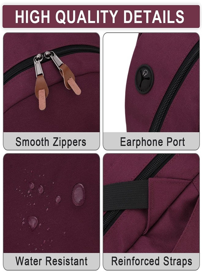 RAVUO School Backpack for Women, Water Resistant Classic Basic 15.6 inch Laptop Backpack Rucksack Travel Daypack Bookbag Burgundy - Image 3