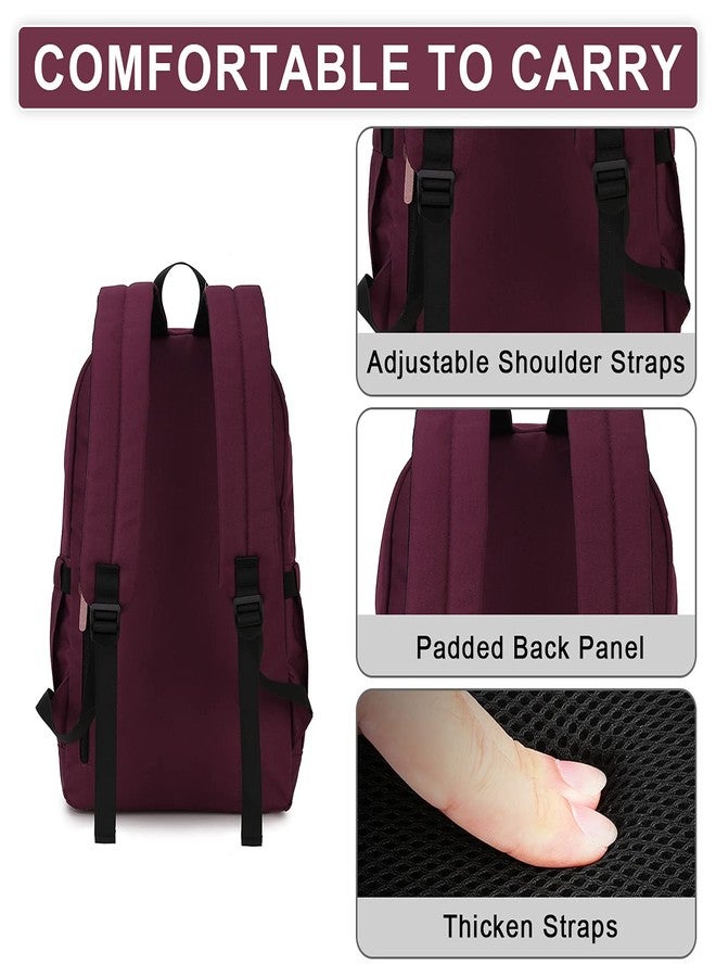 RAVUO School Backpack for Women, Water Resistant Classic Basic 15.6 inch Laptop Backpack Rucksack Travel Daypack Bookbag Burgundy - Image 5