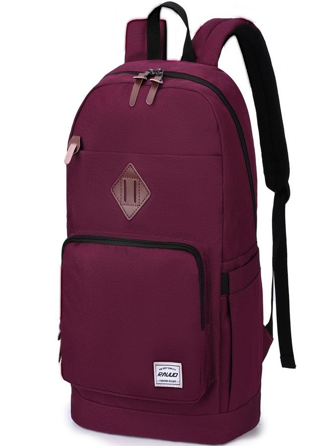 RAVUO School Backpack for Women, Water Resistant Classic Basic 15.6 inch Laptop Backpack Rucksack Travel Daypack Bookbag Burgundy - Image 1