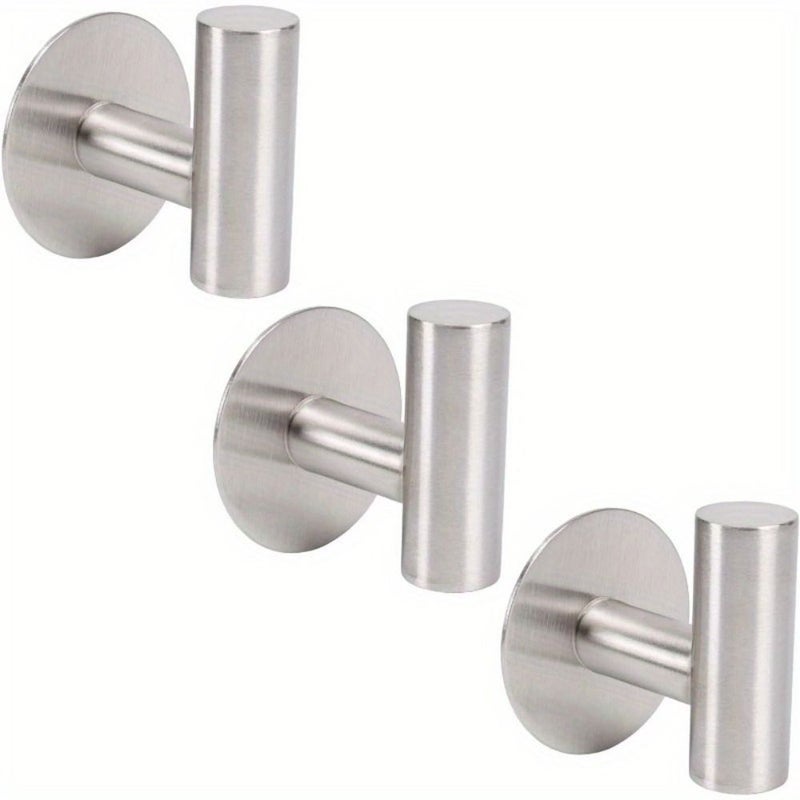 Matte Black Self Adhesive Bath Towel Hooks 3 Packs Stainless Steel Wall Hooks No Drilling For Bathroom Kitchen Office Wardrobe - Image 1