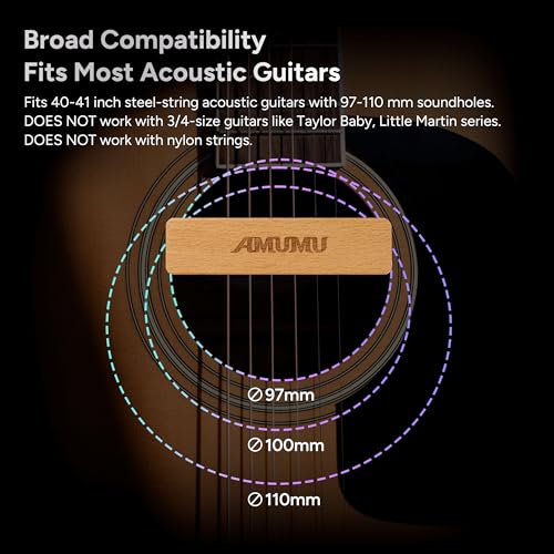 AMUMU SP31 Woody Magnetic Soundhole Pickup with Rare Earth Neodymium Magnet for Steel String Acoustic Guitars – Single Coil, Passive, Battery-Free, Clear & Balanced Acoustic Tone - Image 2