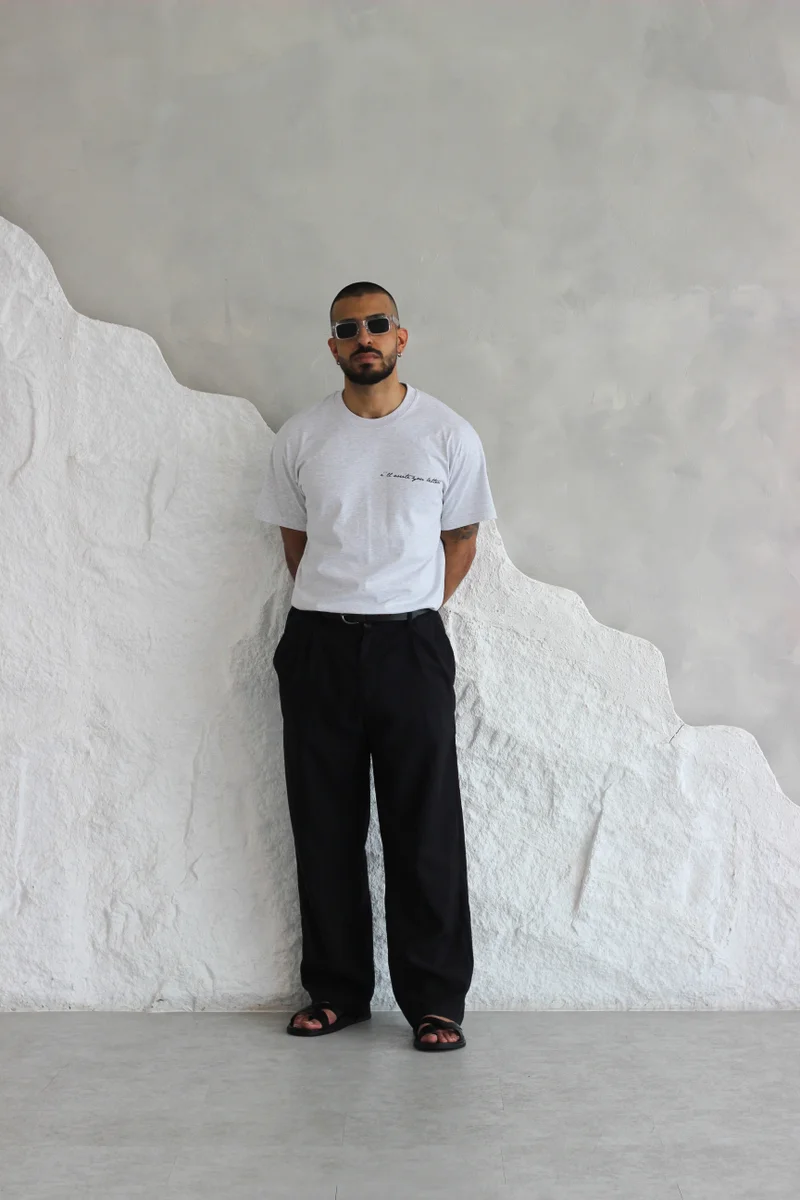 ال رايت يو لترز Grey Panda Logo Tee