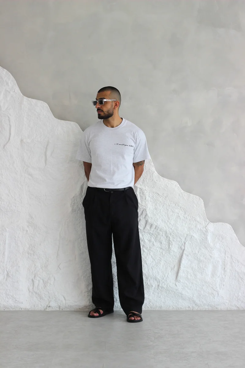 ال رايت يو لترز Grey Panda Logo Tee
