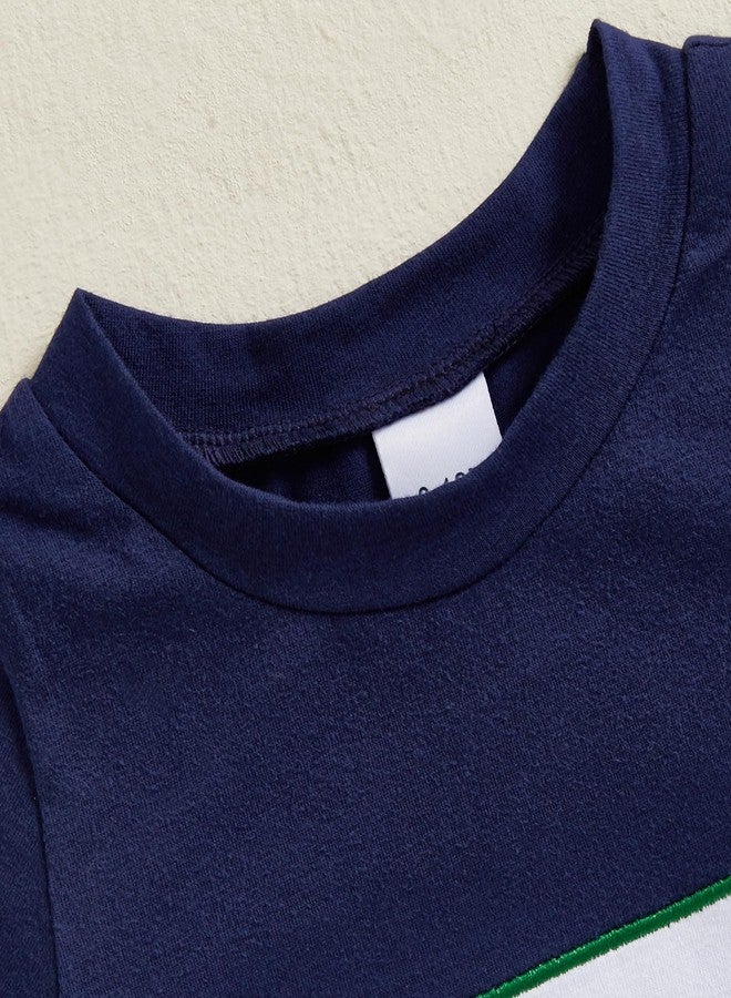 Mobbdow Toddler Baby Boy Clothes Golf Cart Embroidery Short Sleeve T-Shirt Top Gingham Seersucker Shorts Set Summer Outfits (H-Navy Green, 18-24 Months) - Image 4