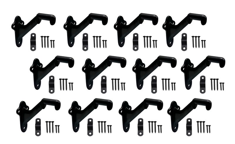 QCAA HandRail Brackets 3 Zinc Die Cast Matte Black 12 Pack Made in Taiwan - Image 2
