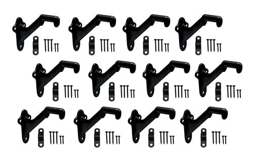 QCAA HandRail Brackets 3 Zinc Die Cast Matte Black 12 Pack Made in Taiwan - Image 1