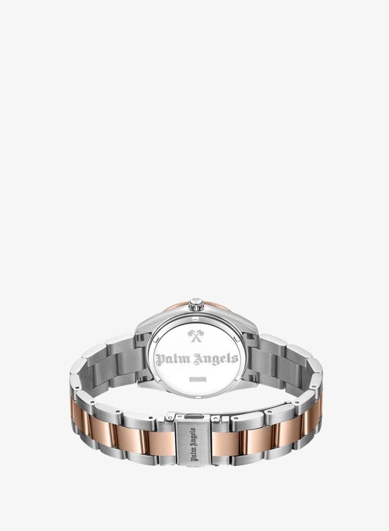 Palm Angels Strada White Pave Crystal Dial Stainless Steel Bracelet Analog Watch for Women, 34mm - Image 3