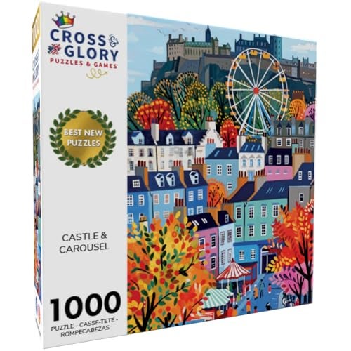 Cross & Glory Cross Glory Castle Carousel 1000 Piece Jigsaw Puzzle for Adults Colorful Edinburgh Folk Art Puzzle Bright Scottish City Artwork Premium RibbonCut Puzzle with Satin Finish - Image 5