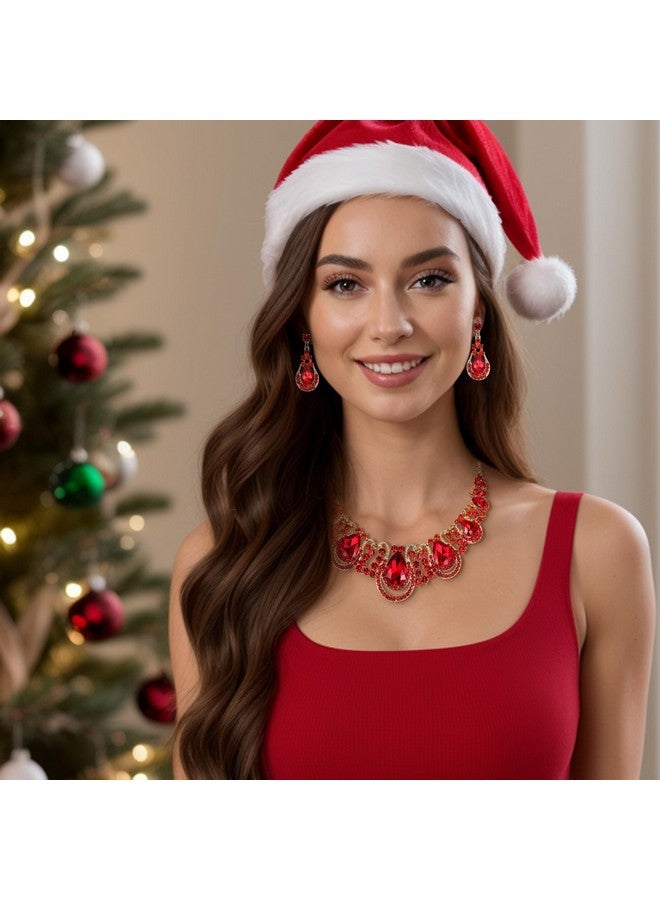 بريلوف طقم مجوهرات نسائي على شكل دمعة من الكريستال مع قلادة متدلية وأقراط على شكل لفافة مجوفة بلون الياقوت الذهبي - Image 3