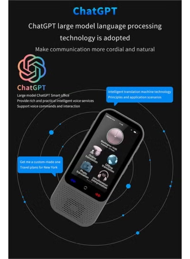 S80 Pro Black Translation Device with 3-Inch Screen - Supports Offline and Online Translation - Image 5