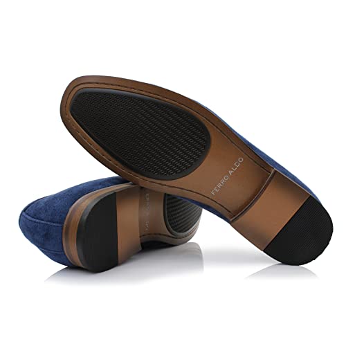 Ferro Aldo Dylan Men's Classic Penny Loafer | Slip-on Dress Shoe in Vegan Suede for Business, Formal & Casual | MFA19671 | in Royal Blue Suede, Size 9.5 - Image 5