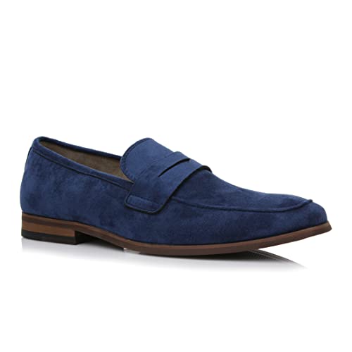 Ferro Aldo Dylan Men's Classic Penny Loafer | Slip-on Dress Shoe in Vegan Suede for Business, Formal & Casual | MFA19671 | in Royal Blue Suede, Size 9.5 - Image 1