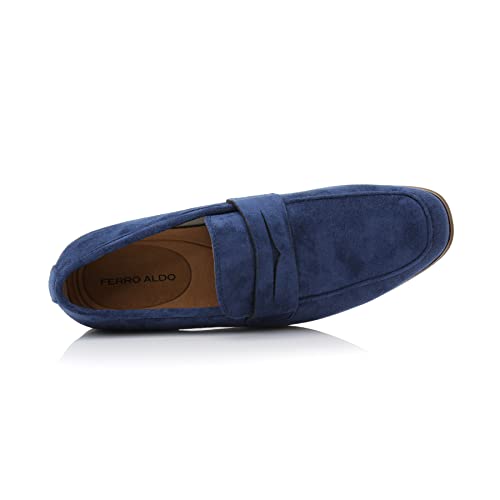 Ferro Aldo Dylan Men's Classic Penny Loafer | Slip-on Dress Shoe in Vegan Suede for Business, Formal & Casual | MFA19671 | in Royal Blue Suede, Size 9.5 - Image 4