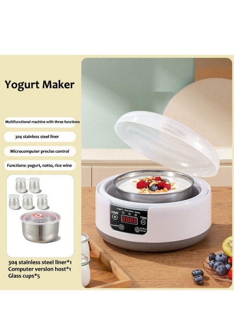 والالا صانعة الزبادي، صانعة زبادي مع خزان داخلي من الفولاذ المقاوم للصدأ و5 أكواب، رائعة للزبادي العضوي المنزلي، ونبيذ الأرز، وصانعة ناتو، خالية من مادة BPA - Image 1