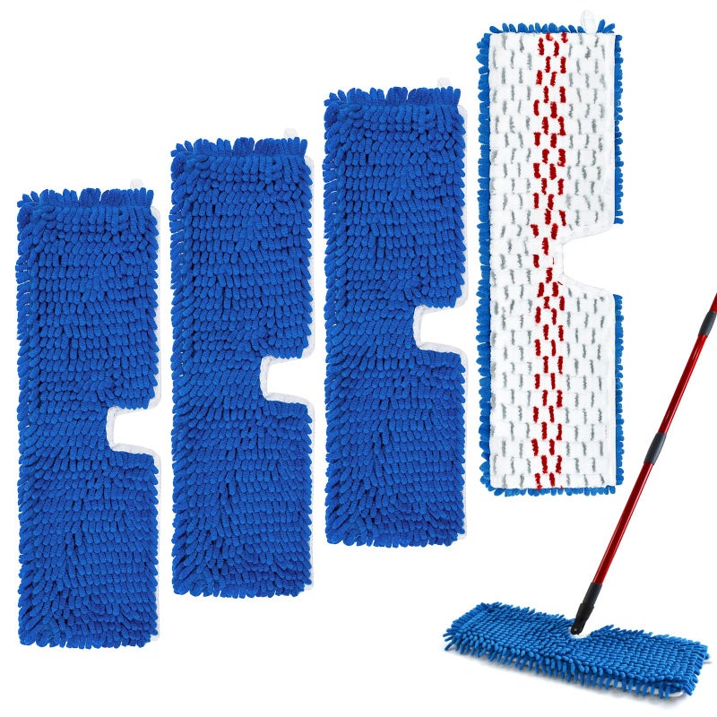 GFRED 4 Pack Mop Head Replacement Compatible with O-cedar Hardwood Floor 'N More Microfiber Dual or 3-Action Flip Mop Refill Chenille Mop Replace Pads for Ocedar Dual-Action Flip Mop,Reusable & Washable Pad - Image 1