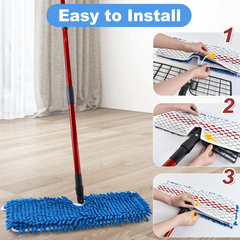 GFRED 4 Pack Mop Head Replacement Compatible with O-cedar Hardwood Floor 'N More Microfiber Dual or 3-Action Flip Mop Refill Chenille Mop Replace Pads for Ocedar Dual-Action Flip Mop,Reusable & Washable Pad - Image 5