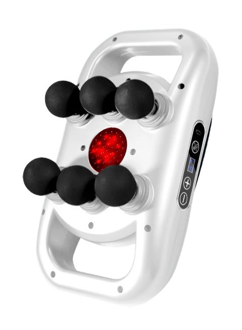 6 Head Fascia Gun Muscle Massager Gun High Frequency Back Waist Massage Machine Body Shoulder Professional Fascia Massage Gun (White)