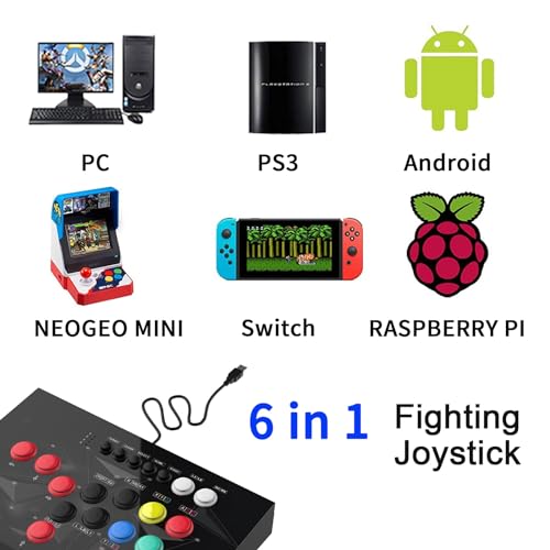 DOYO Arcade Stick Joystick for home, Arcade fighting Joystick-Durable iron Arcade Fightstick Compatible with PC/ PS3 / Switch/NEOGEO Mini/Android/Raspberry Pi (Black) - Image 2