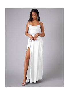 New Women's Slim Slim Fit Open Back Strap Waist Wrap Dress Long Dress