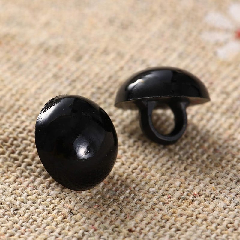 100Pcs 6mm Black Mushroom Domed Round Buttons for Doll Eyes, Sewing Plush Stuffed Toys, Crafts, and Clothing - Image 3