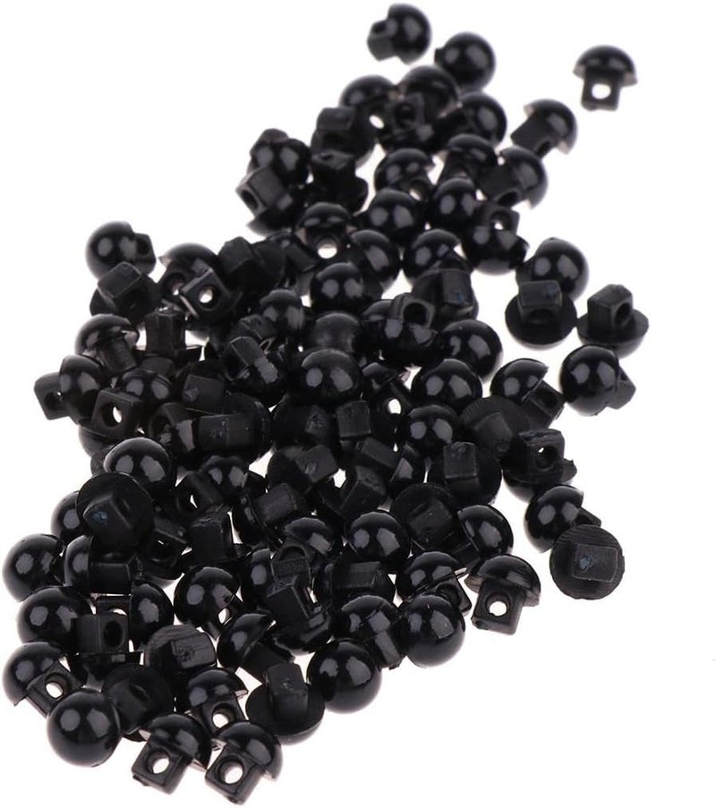 100Pcs 6mm Black Mushroom Domed Round Buttons for Doll Eyes, Sewing Plush Stuffed Toys, Crafts, and Clothing - Image 1