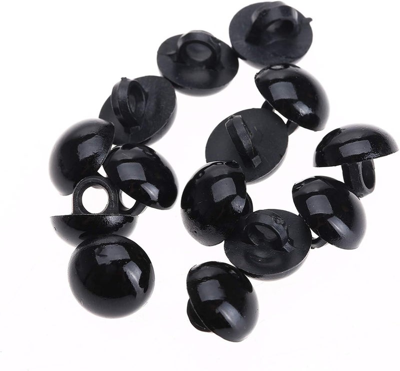 100Pcs 6mm Black Mushroom Domed Round Buttons for Doll Eyes, Sewing Plush Stuffed Toys, Crafts, and Clothing - Image 2