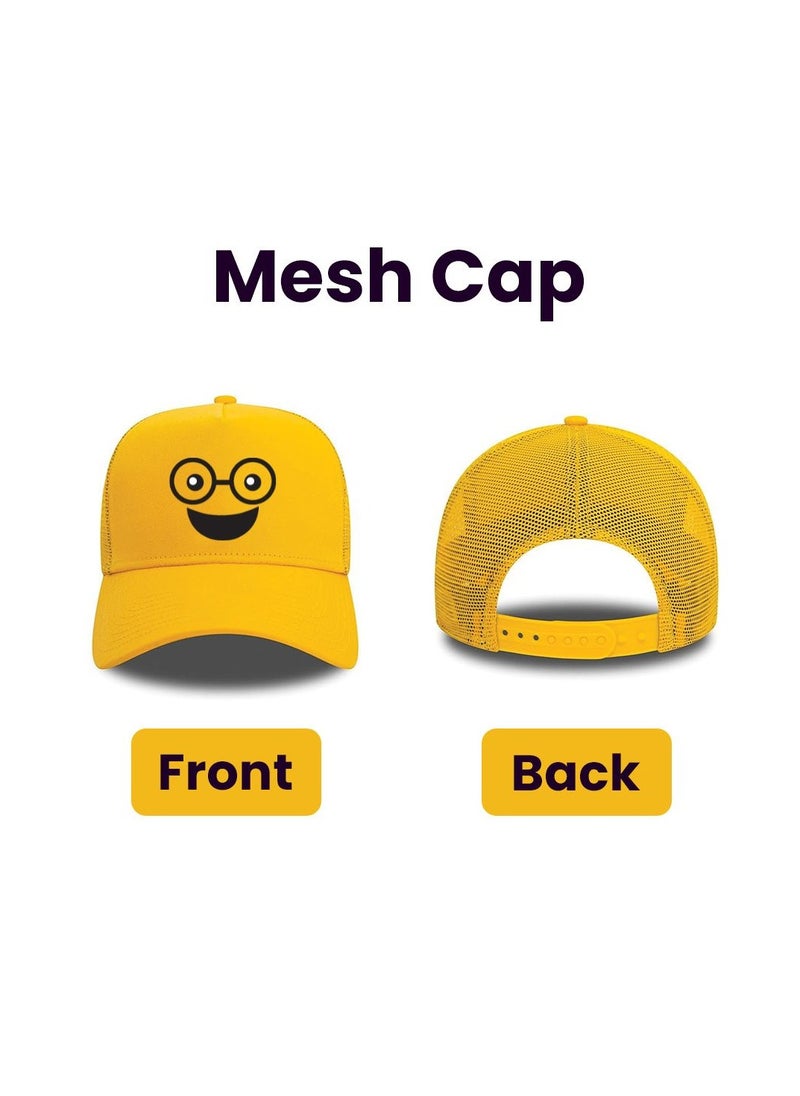 PRINTSHOP4ME - Kids Yellow Smiley Face Pack Of 2 T-Shirt And Cap Combo–Unisex Round Neck Short Sleeve Cotton T-Shirt - Image 1