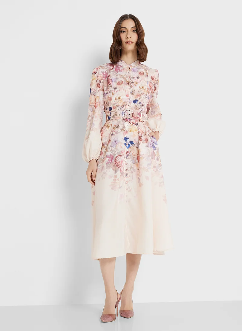 ELLA Floral Belted Dress