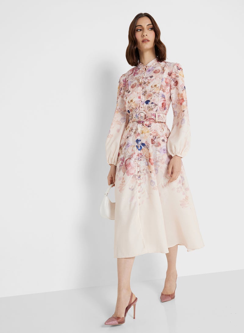 ELLA Floral Belted Dress - Image 1