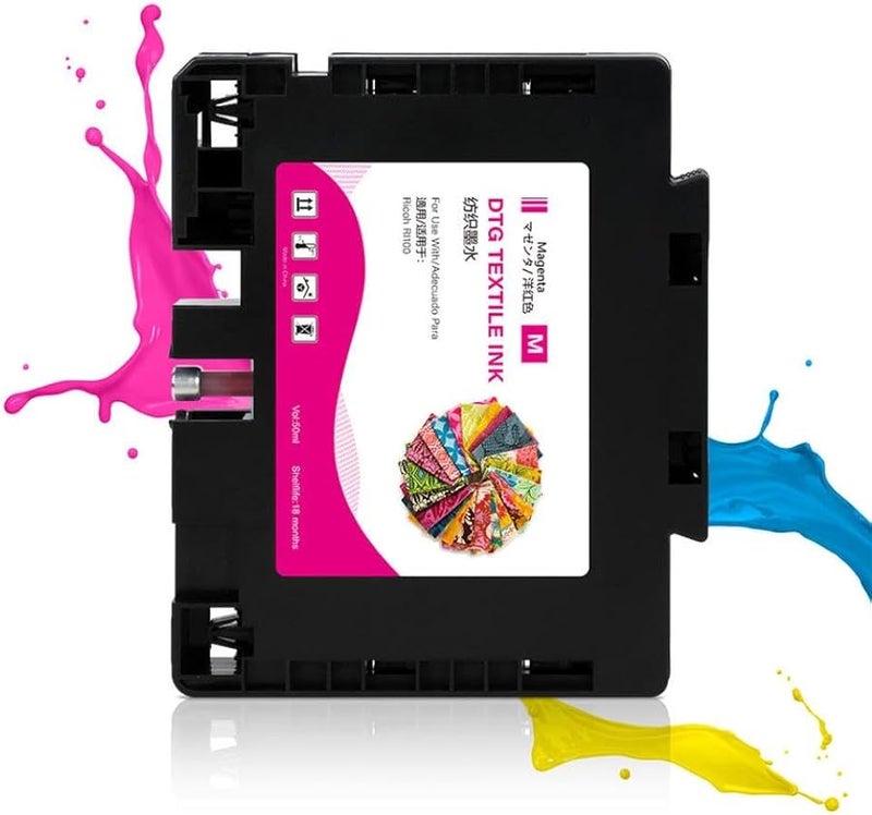 RI100 Compatible DTG Ink Cartridge Magenta One Time Use Chip For RI 100 Printer - Image 2