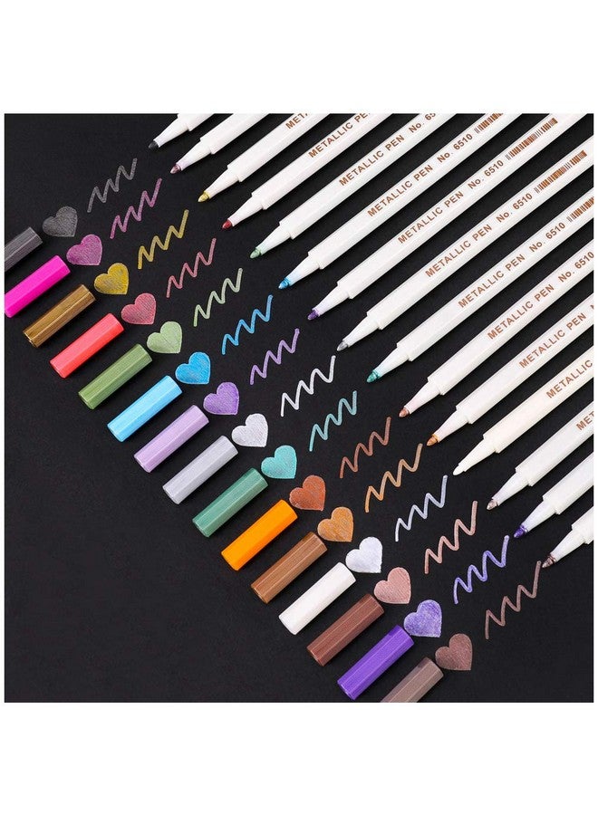 Dyvicl Metallic Marker Pens 15 Colors Hard Fine Tip Metallic Markers For Black Paper Adult Coloring Card Making Rock Painting Scrapbooking Crafts Diy Photo Album - Image 1