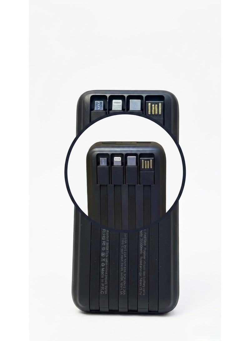 CALUS FAST208pro 20000mAh Power Bank with 22.5W PD Super Fast Charging & 4 Built-in Cables - Image 2