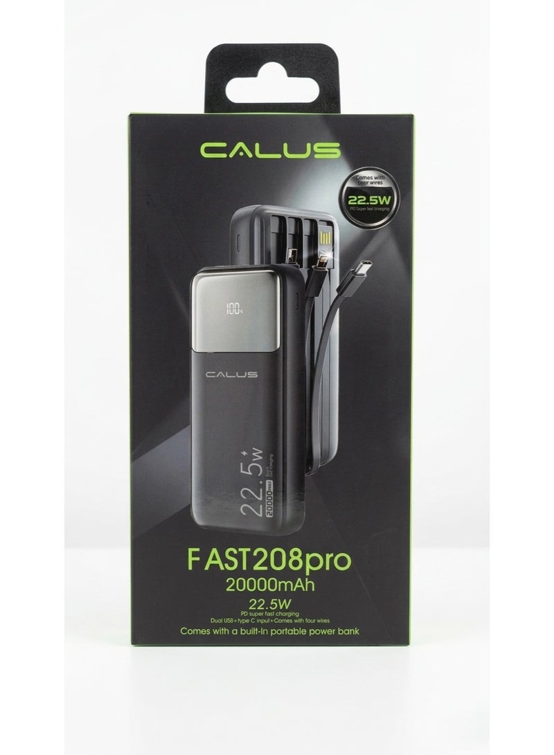 CALUS FAST208pro 20000mAh Power Bank with 22.5W PD Super Fast Charging & 4 Built-in Cables - Image 1