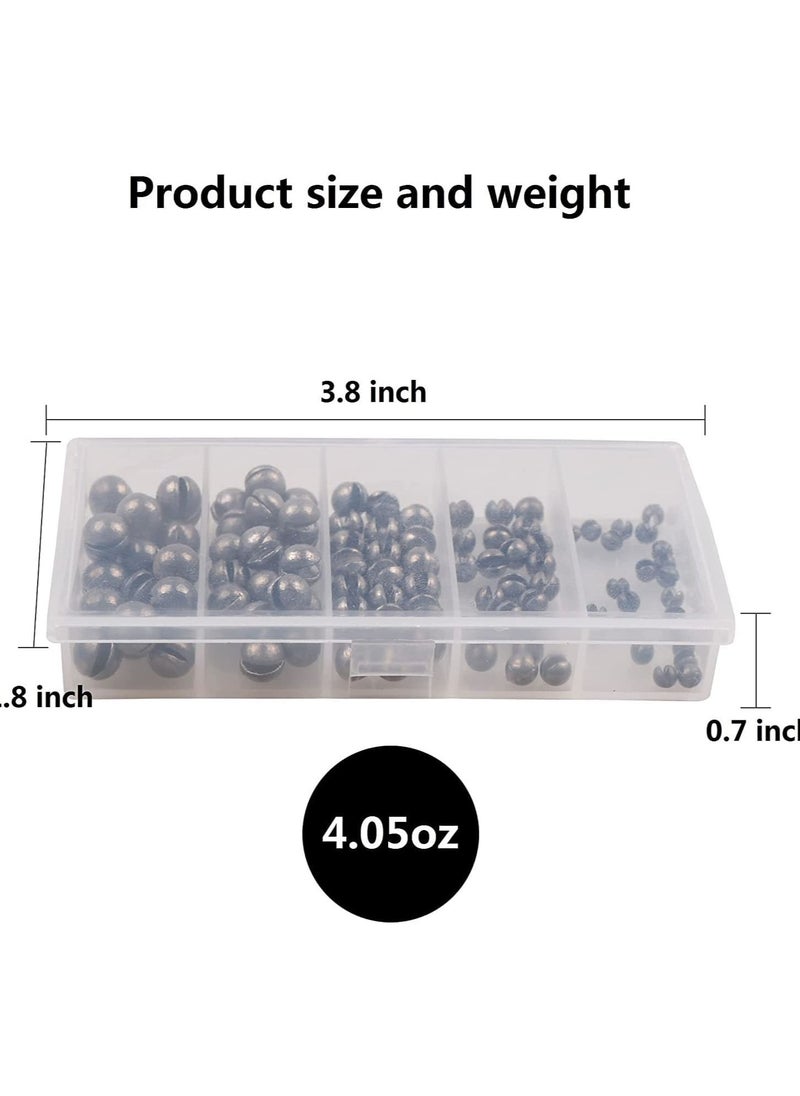 Y&D - Fishing Weights Sinkers Kit, 100pcs Round Split Shot Sinker, Egg 5 Sizes, 7/1000 oz, 17/1000 7/200 1/20 7/100 Plastic Box Pack 3.8 x 1.9 0.7 inch - Image 1