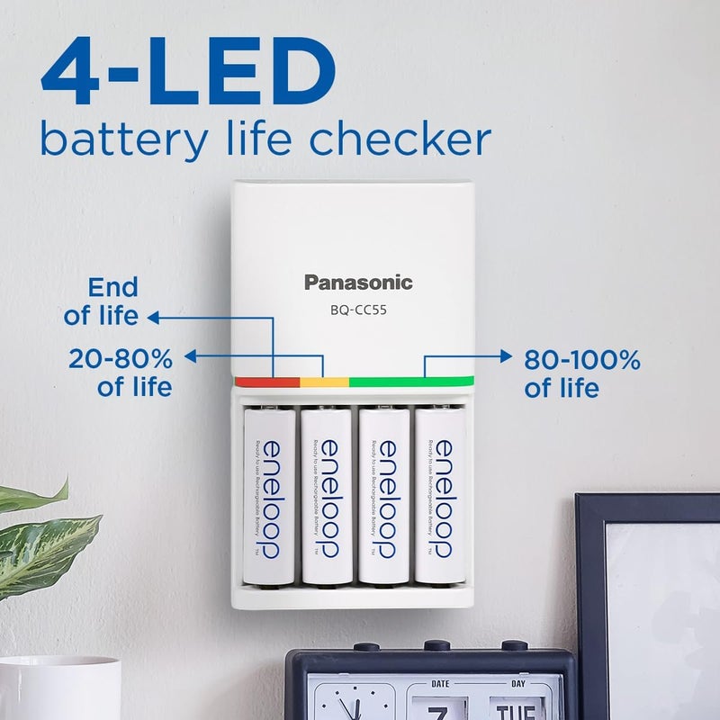 إنيلوب شاحن SmartPlus، لـ 1-4 بطاريات قابلة لإعادة الشحن AA/AAA، وقت شحن 1.5 ساعة، 10 ميزات أمان، يشمل 4 بطاريات AA (2000 مللي أمبير في الساعة)، قابس بريطاني - Image 3