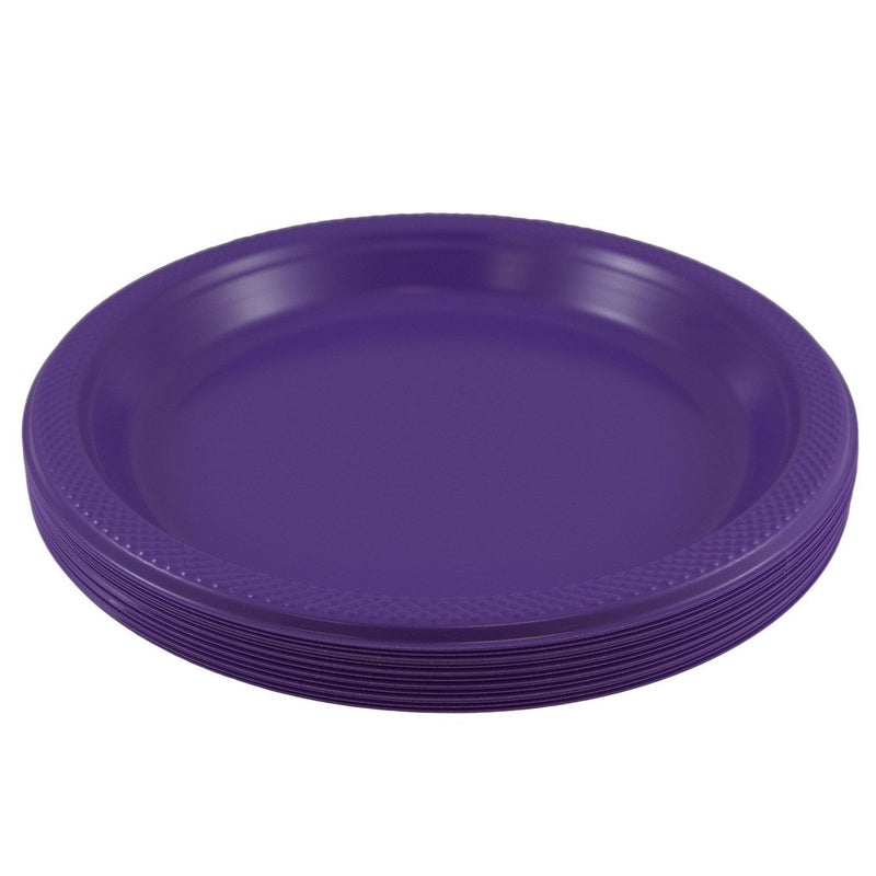 JAM PAPER Round Plastic Party Plates - Large - 10 1/4 inch - Purple - 20/Pack - Image 1