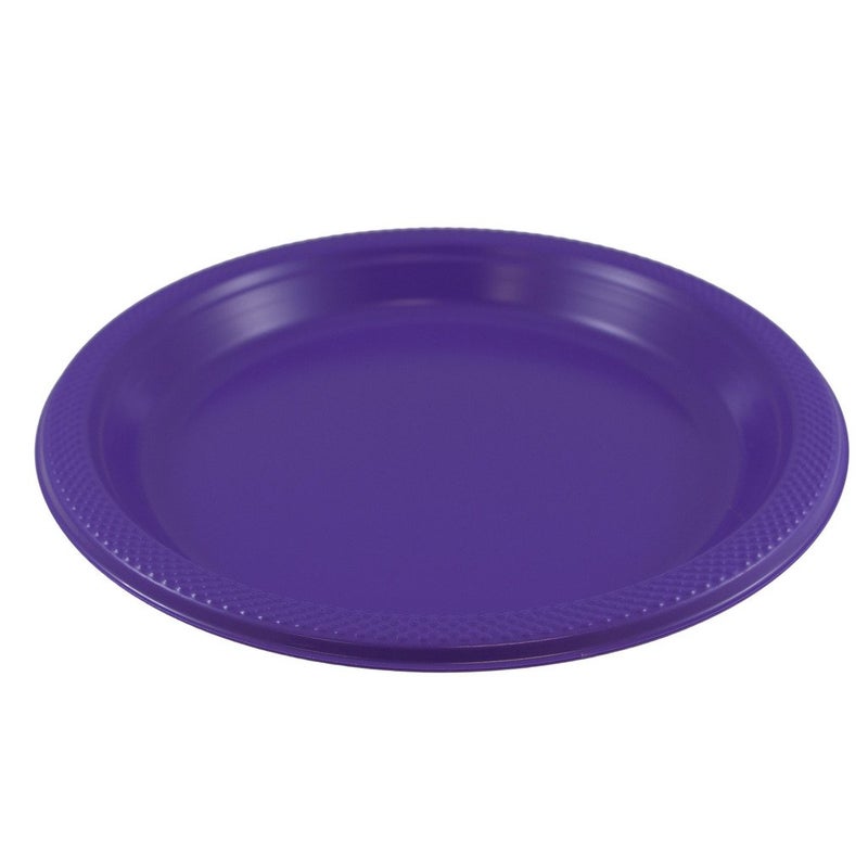 JAM PAPER Round Plastic Party Plates - Large - 10 1/4 inch - Purple - 20/Pack - Image 3