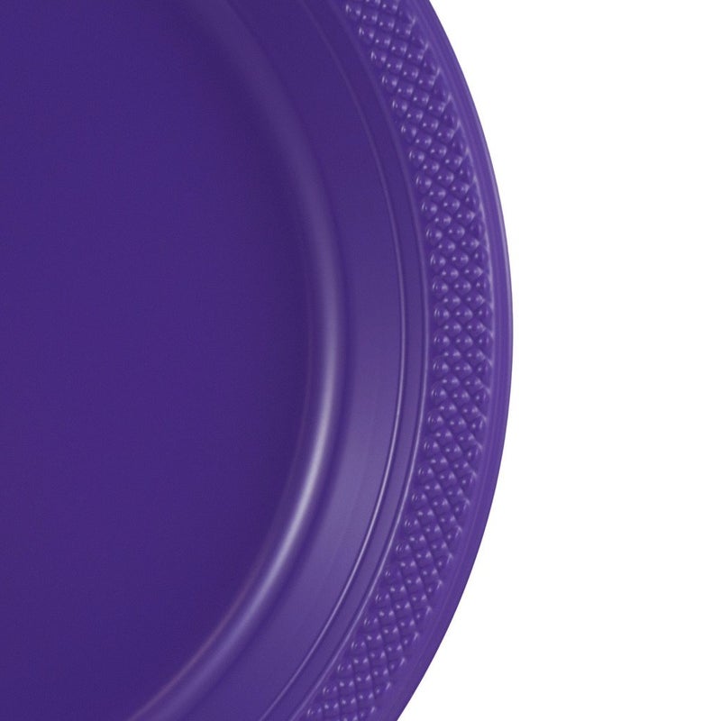 JAM PAPER Round Plastic Party Plates - Large - 10 1/4 inch - Purple - 20/Pack - Image 2