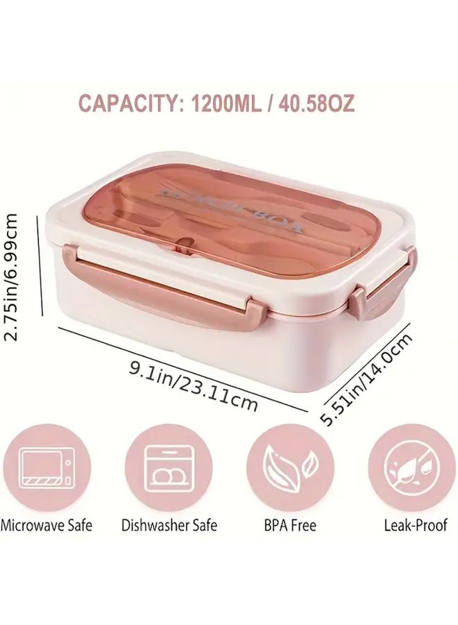 Blue BPA Free 3 Compartment Leak Proof Lunch Box with Built In Utensils - Image 3
