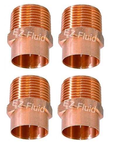 EZ-FLUID 4Pk EZFLUID 1 C X MIP LF Copper Male Adapter Pressure Copper FittingsSweat Solder Connection for ResidentialCommercial Plumbing Pipe - Image 1