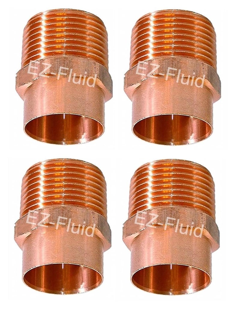 EZ-FLUID 4Pk EZFLUID 1 C X MIP LF Copper Male Adapter Pressure Copper FittingsSweat Solder Connection for ResidentialCommercial Plumbing Pipe - Image 2