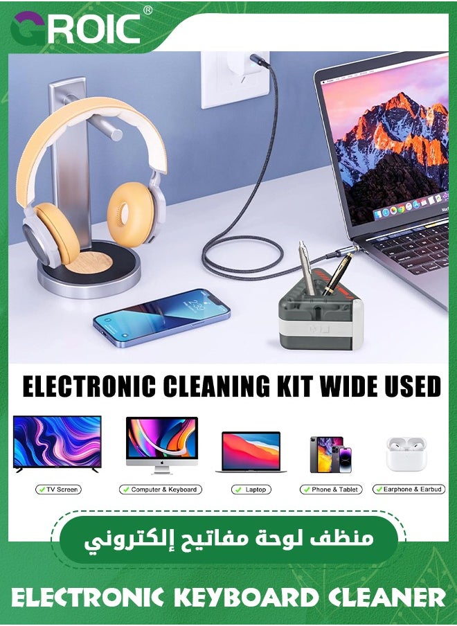 GROIC - Black Electronic Keyboard Cleaner for MacBook Pro iPhone, Computer Laptop Tablet PC Car Flat Screen Cleaning Spray Brush Pen for Smart TV Phone Camera Lens, Cool Office Desk Gadgets Gifts - Image 1