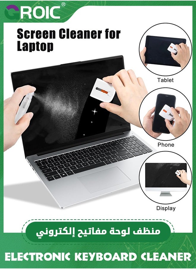 GROIC - Black Electronic Keyboard Cleaner for MacBook Pro iPhone, Computer Laptop Tablet PC Car Flat Screen Cleaning Spray Brush Pen for Smart TV Phone Camera Lens, Cool Office Desk Gadgets Gifts - Image 1