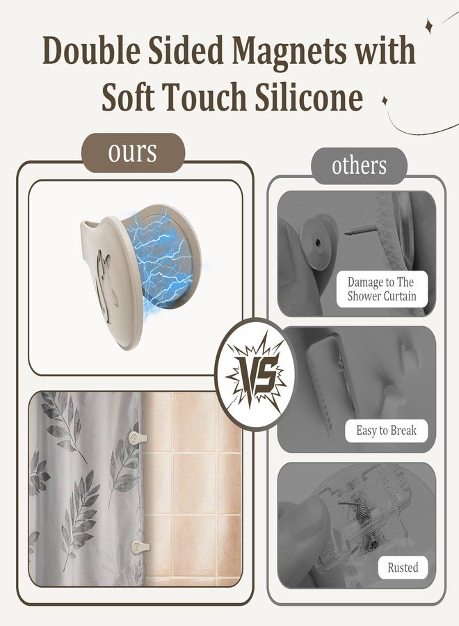 Vaszu Magnetic Silicone Shower Curtain Clips for Liner, Self Adhesive Windproof Splash Holders Prevent Water Splashing Out Keep Curtain Liner Closed to Wall Shower Curtains Keeper 3 Packs(Light Brown) - Image 5
